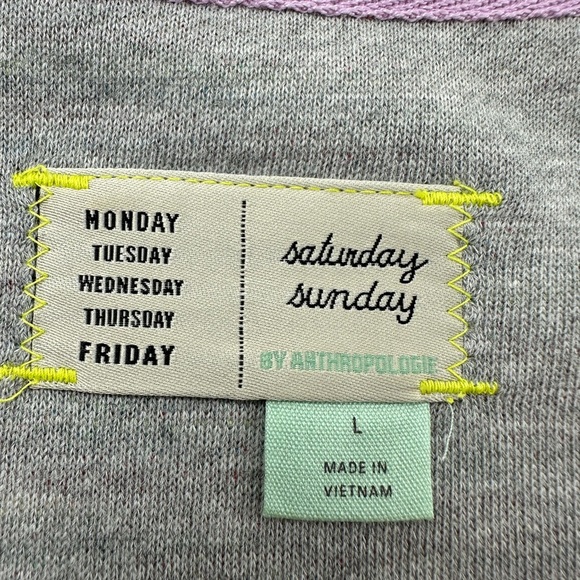 Saturday Sunday Anthropologie French Terry Top Womens Large Shirt Sleeve Rainbow - Picture 4 of 7